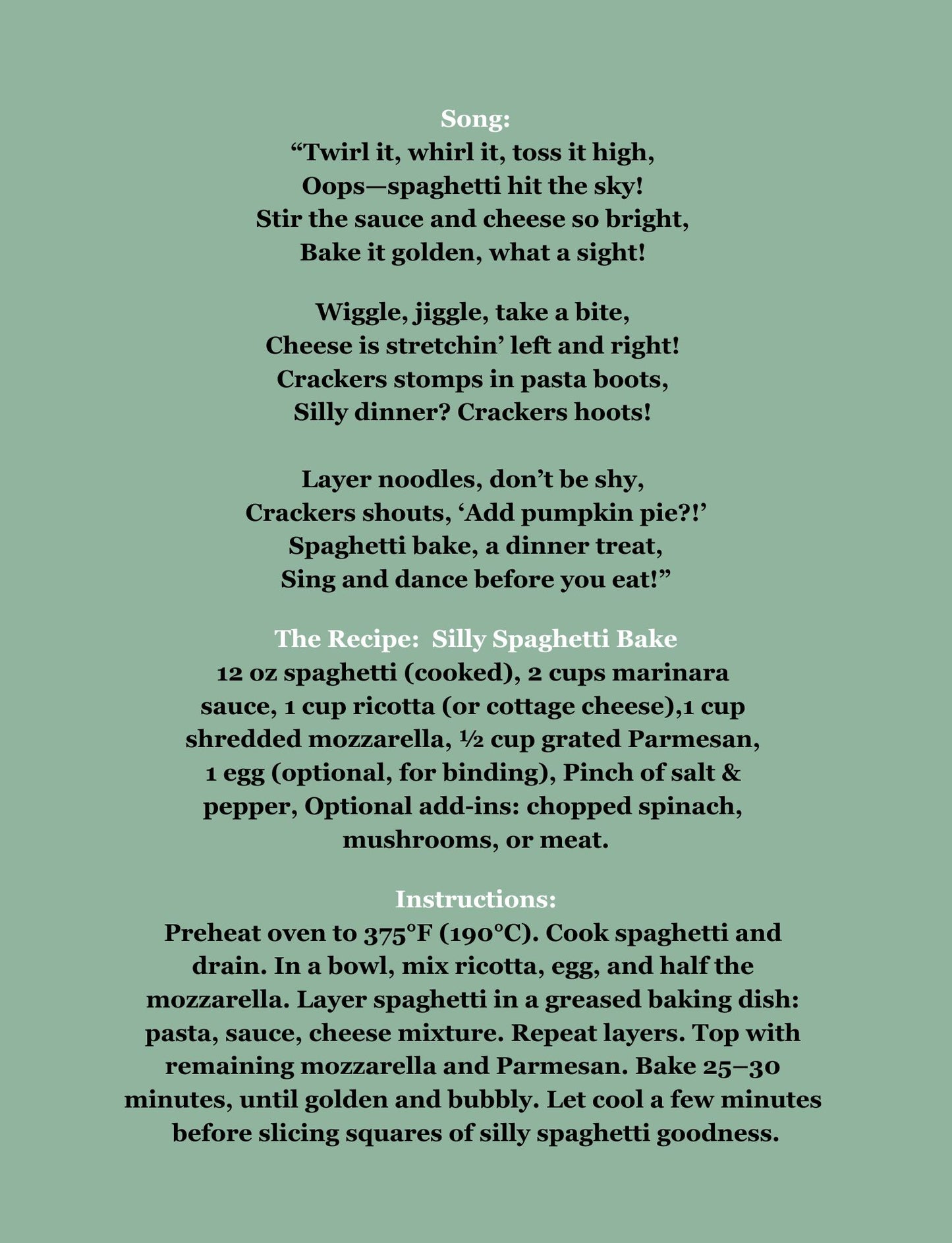 10 Chef Crackers’ Sing-Along Cookbook: Volume One