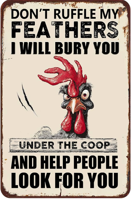 17.6 Funny Chicken Metal Sign