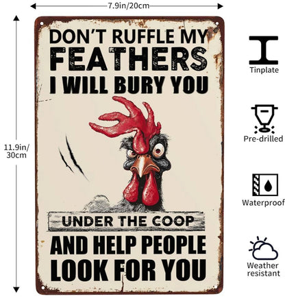 17.6 Funny Chicken Metal Sign