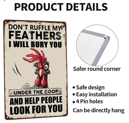 17.6 Funny Chicken Metal Sign